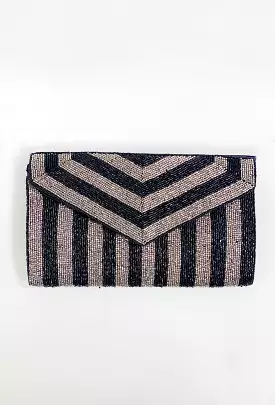 A Night Out Beaded Clutch in Black