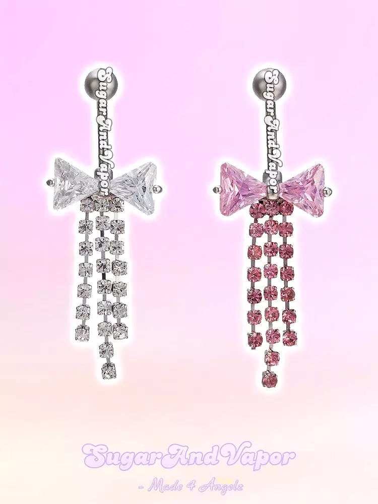 Atbena Crystal Bow Tassels Belly Ring