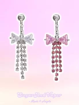 Atbena Crystal Bow Tassels Belly Ring