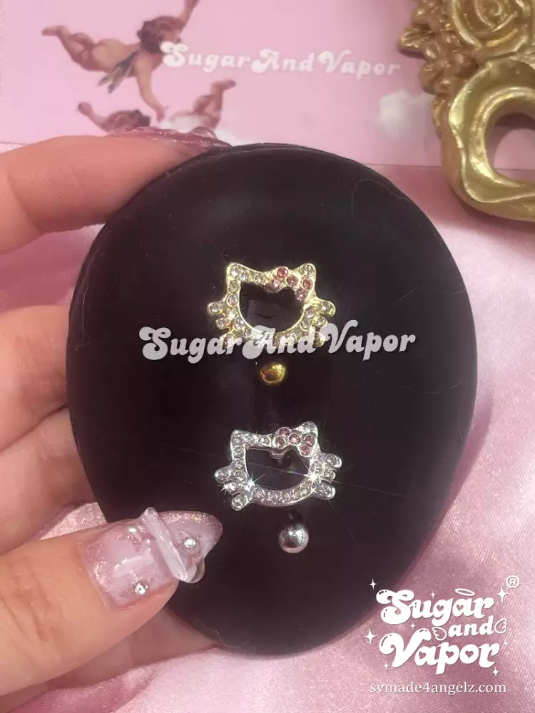 Bling Kawaii Kitten Top Mount Belly Ring