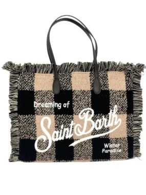 BORSA FANTASIA CHECK MARRONE/NERA