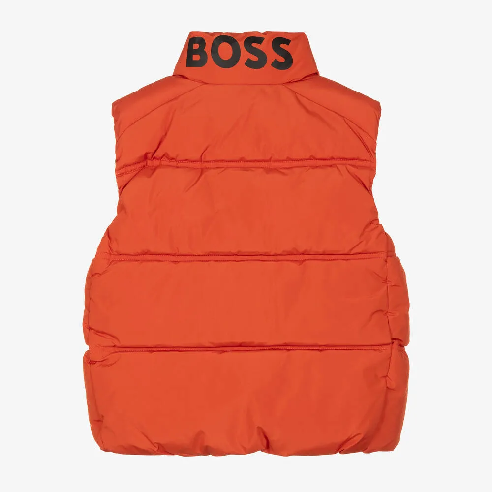 Boys Orange Puffer Gilet