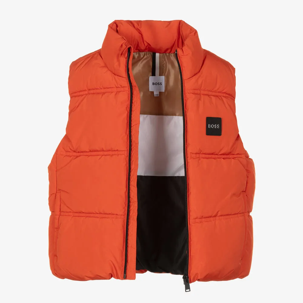 Boys Orange Puffer Gilet