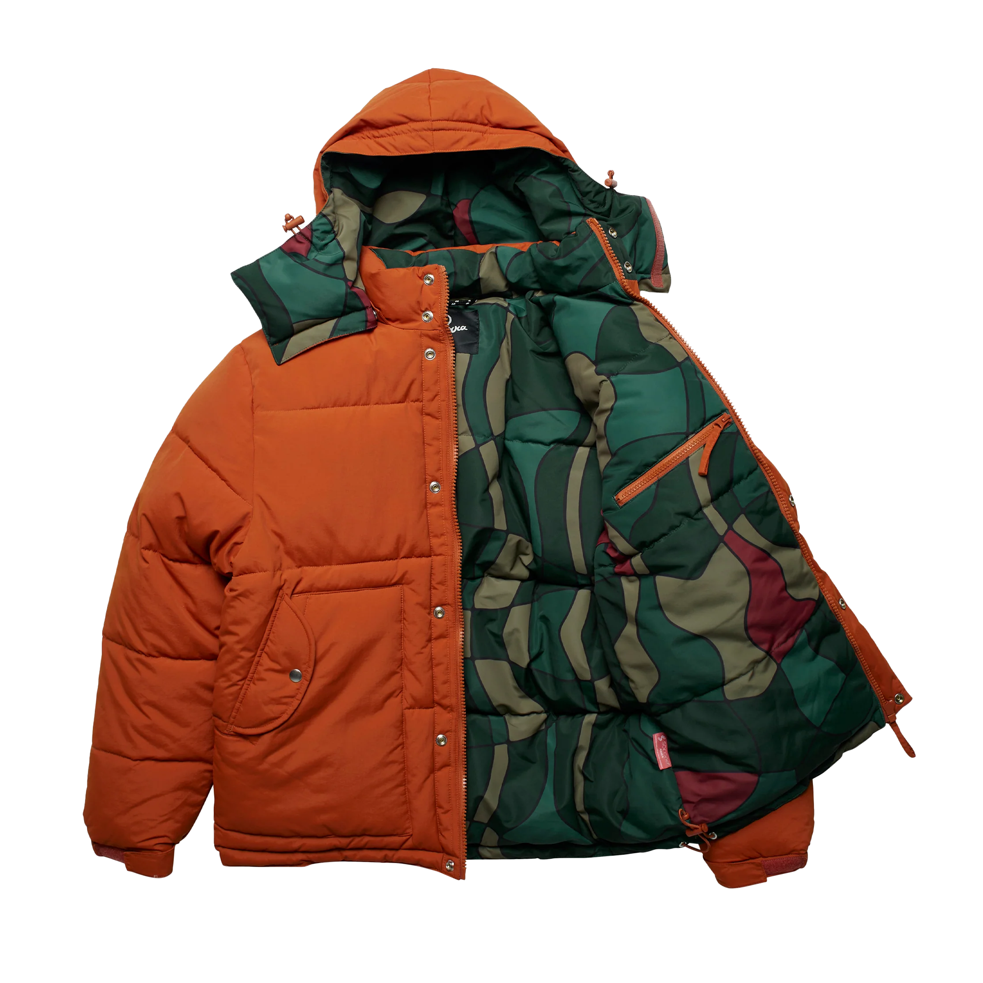 By Parra Trees In The Wind Puffer Jacket Sienna Orange 50242