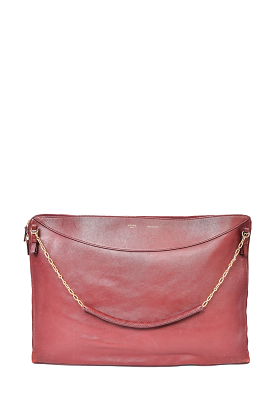 Celine Maroon Leather Flat Chain Shoulder Bag