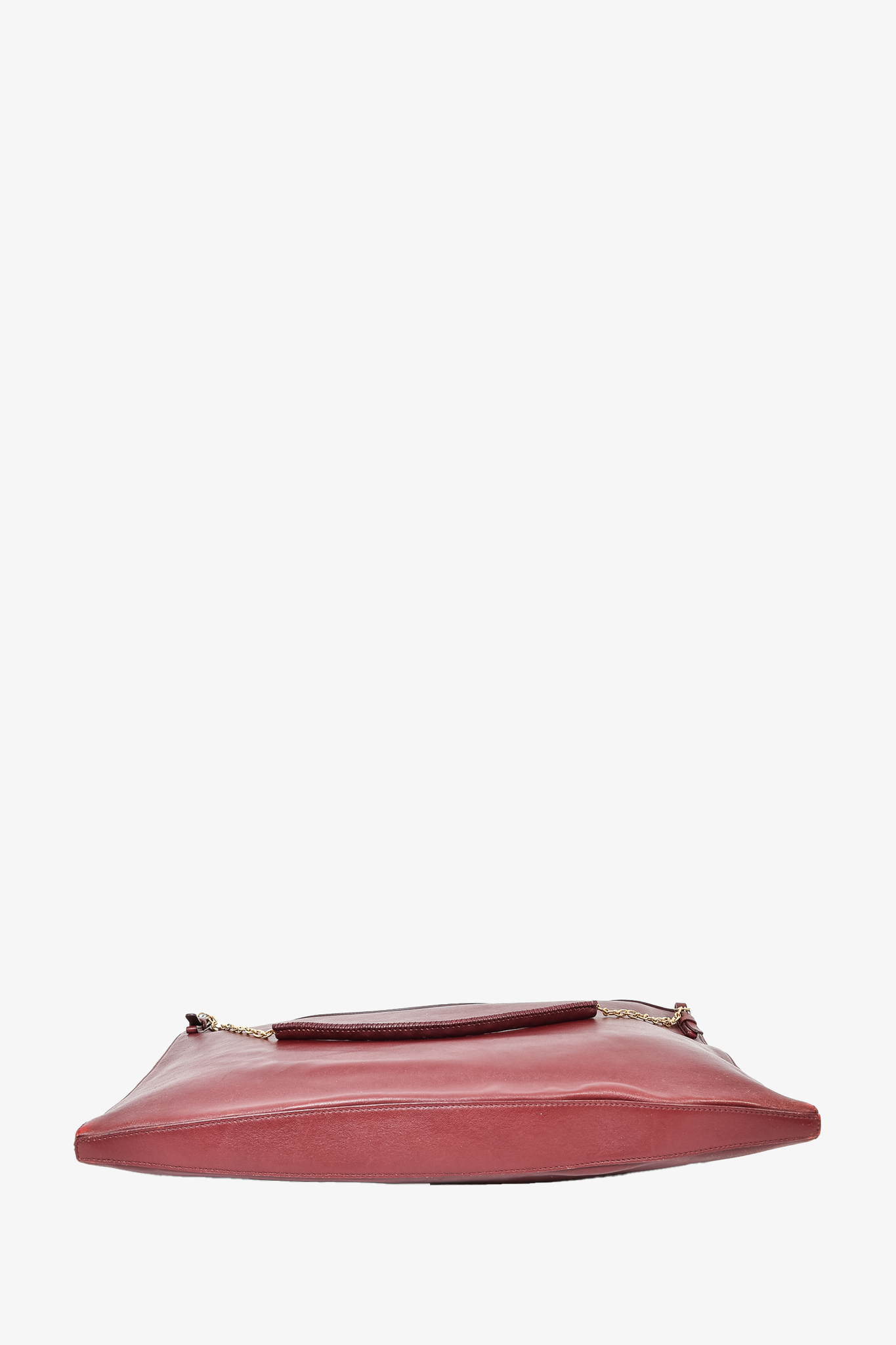 Celine Maroon Leather Flat Chain Shoulder Bag