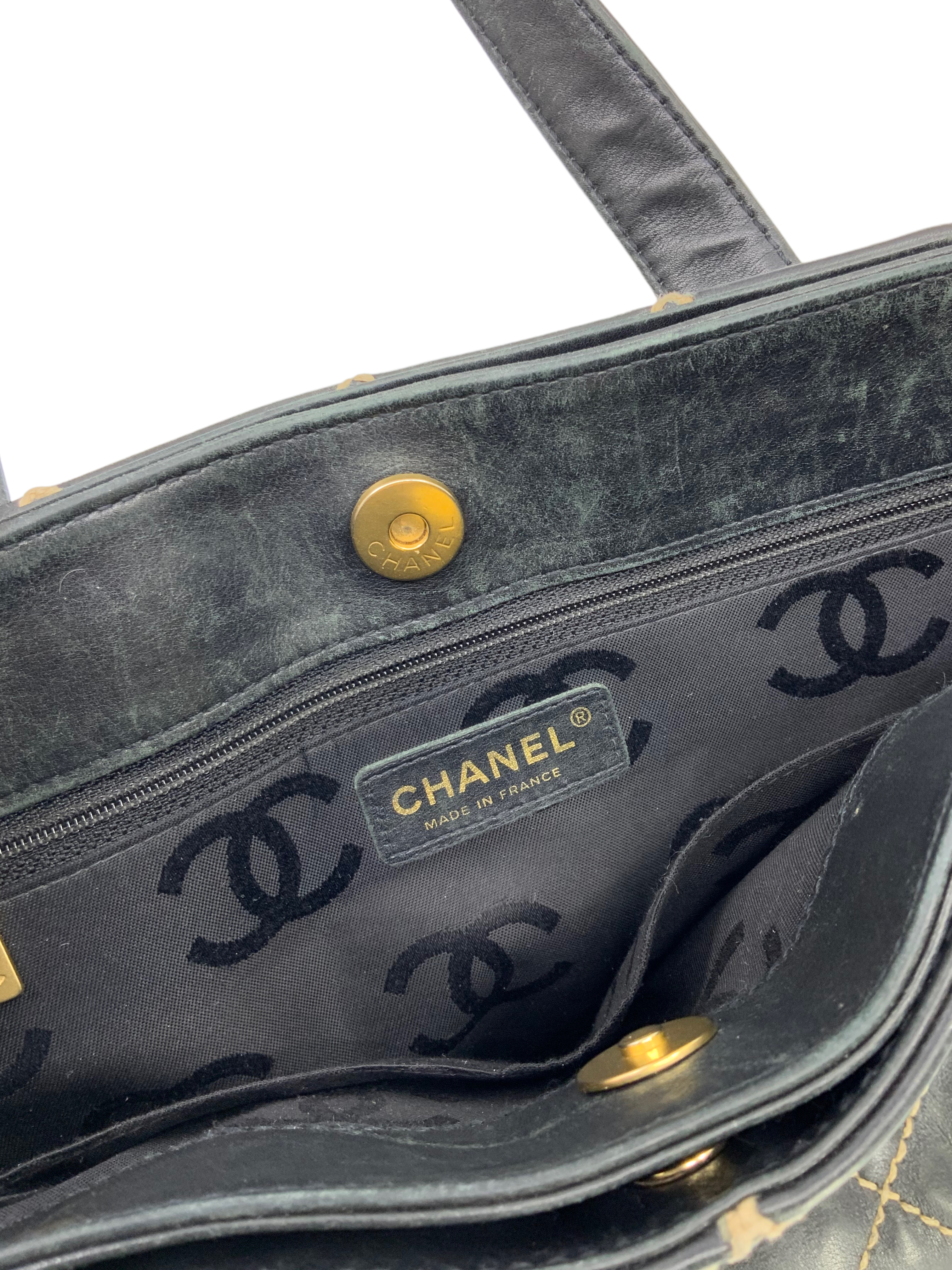 CHANEL Wild Stitch Quilted Leather Small Surpique Tote Bag