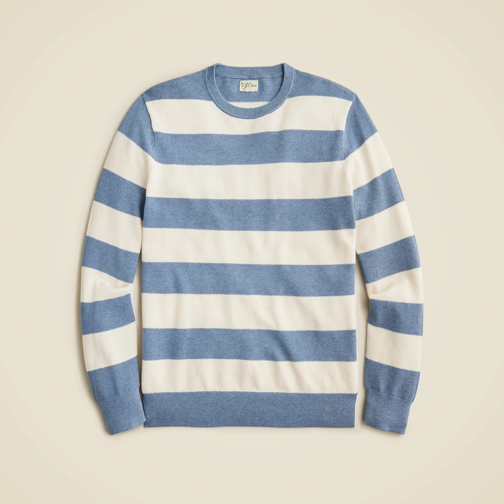 Cotton piqué-stitch sweater in stripe