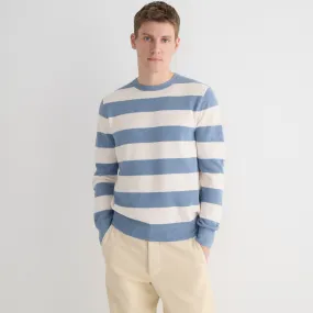 Cotton piqué-stitch sweater in stripe