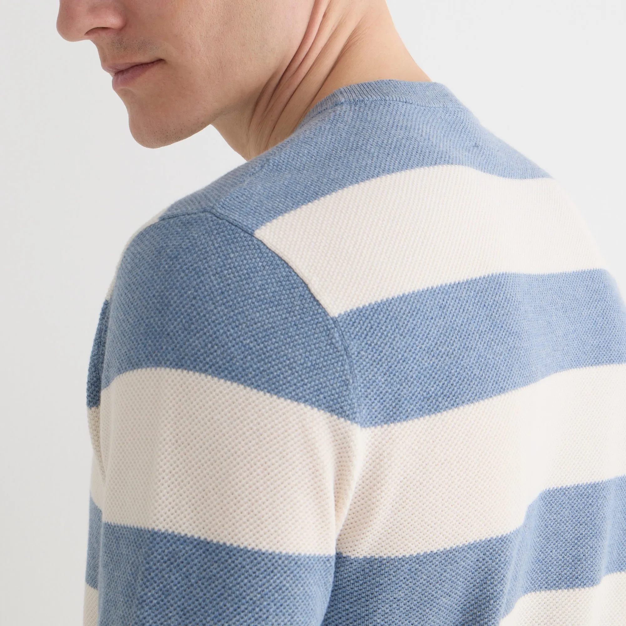 Cotton piqué-stitch sweater in stripe