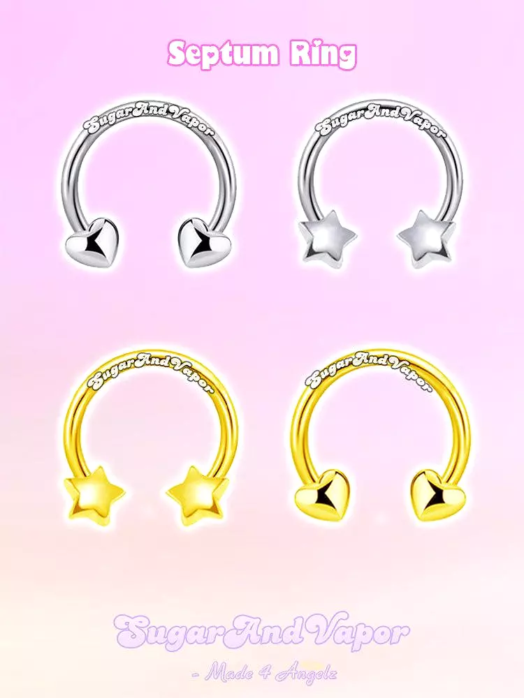 Cute Simple Heart Star Septum Ring