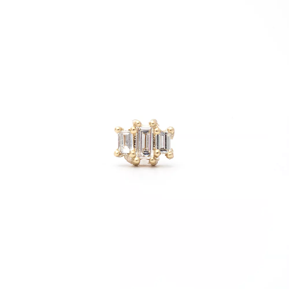 Diamond Baguette Trio Stud