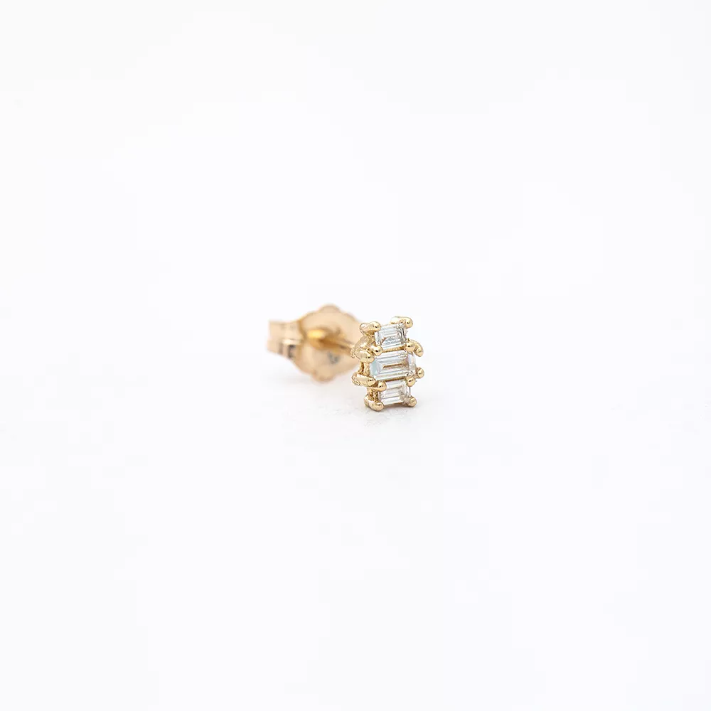 Diamond Baguette Trio Stud