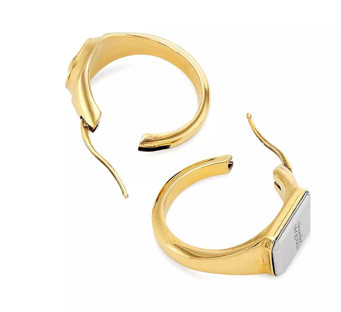 Double Signet Hoops, Gold