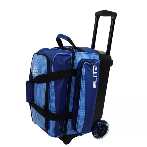 ELITE Deluxe 2 Ball Roller Bowling Bag Navy Plaid