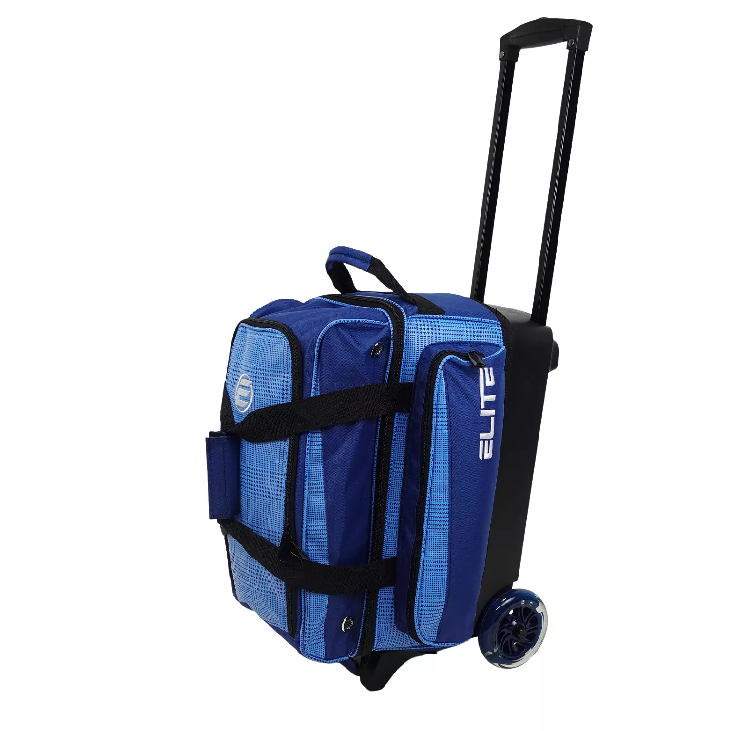 ELITE Deluxe 2 Ball Roller Bowling Bag Navy Plaid