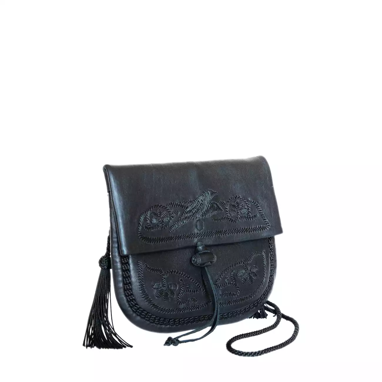 Embroidered Mini Crossbody Bag in Black