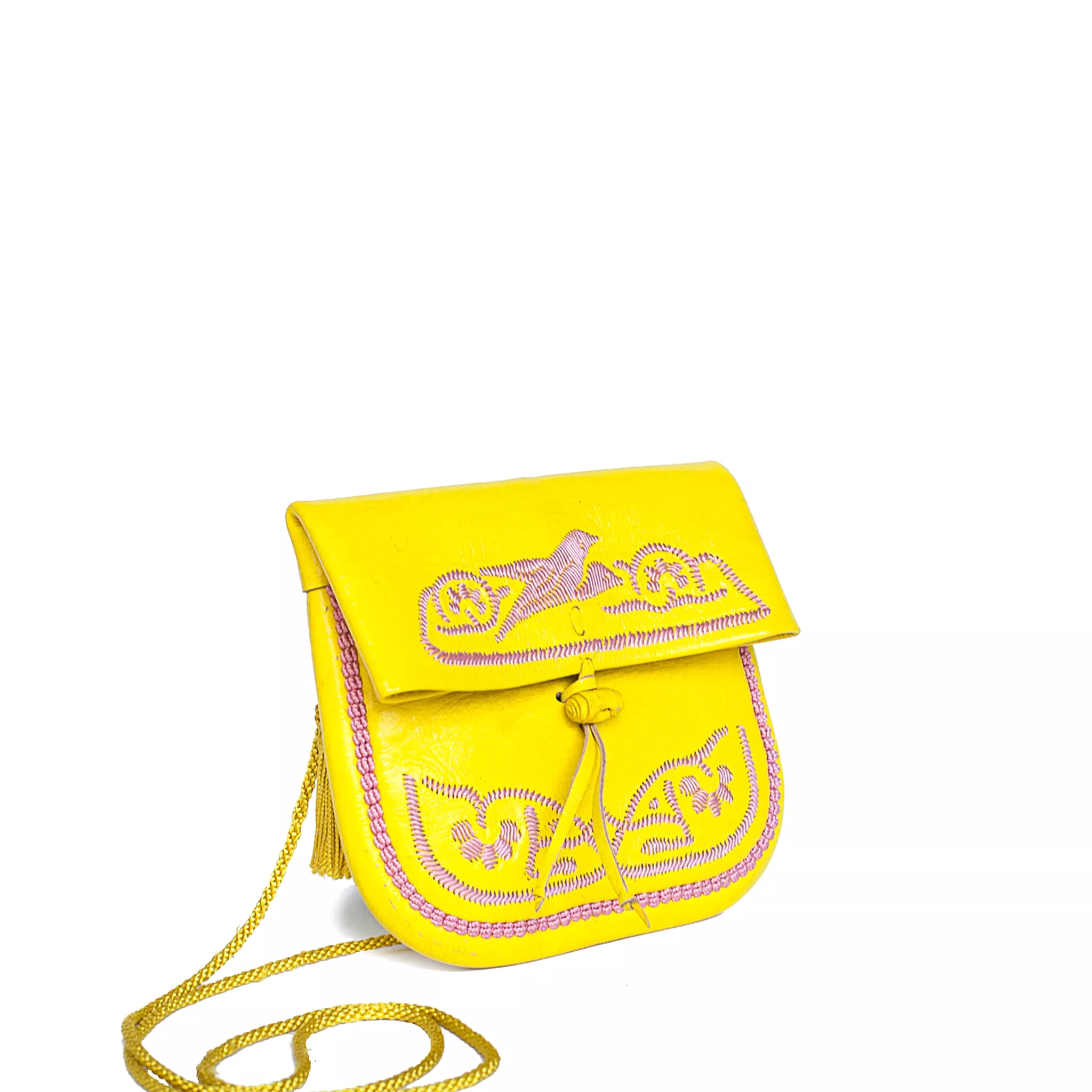 Embroidered Mini Crossbody Bag in Yellow, Rosé