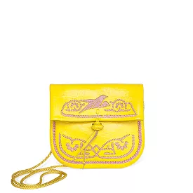 Embroidered Mini Crossbody Bag in Yellow, Rosé