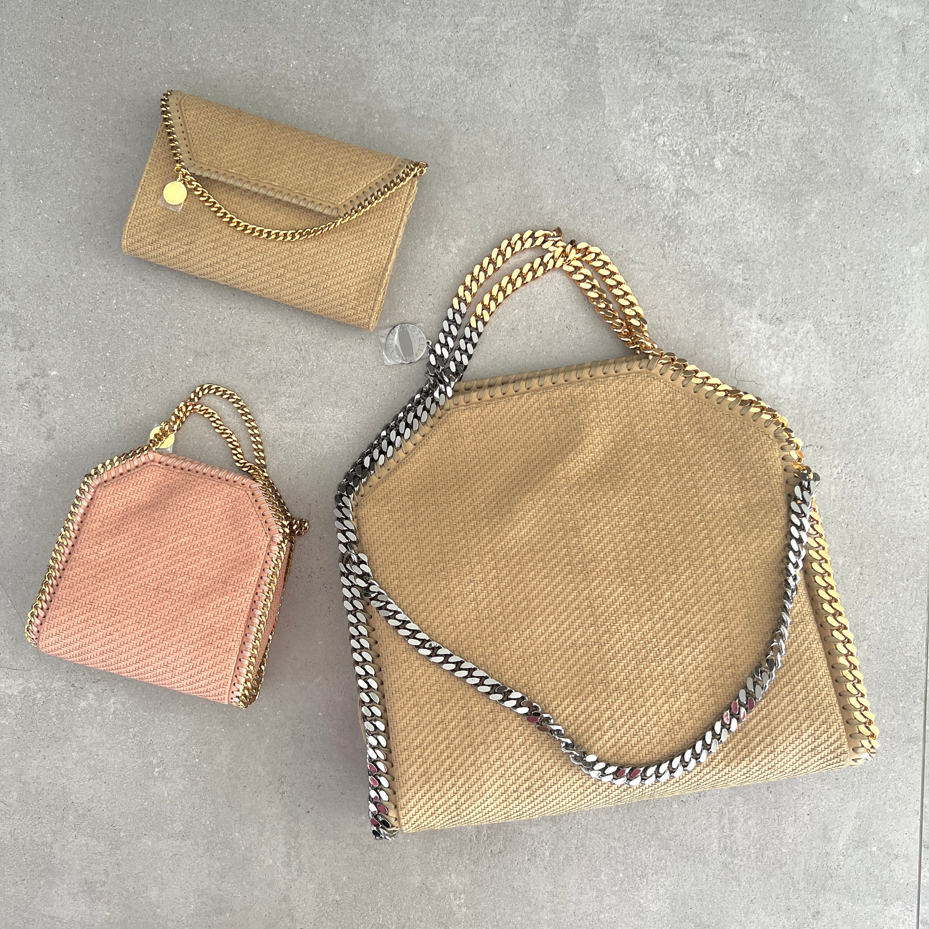 Falabella WOC Woven Suede, Light Camel