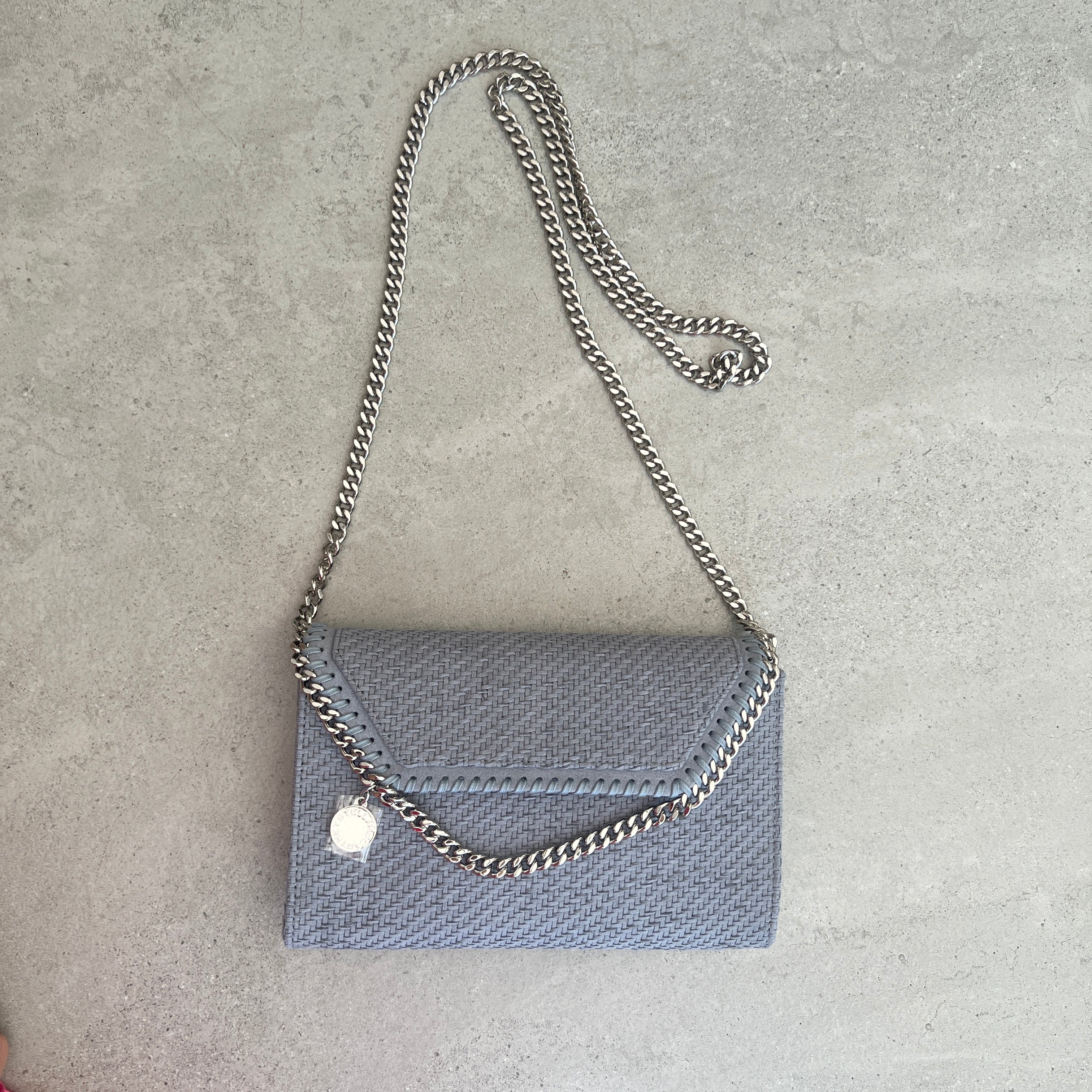 Falabella WOC Woven Vegan Suede, Blue Grey