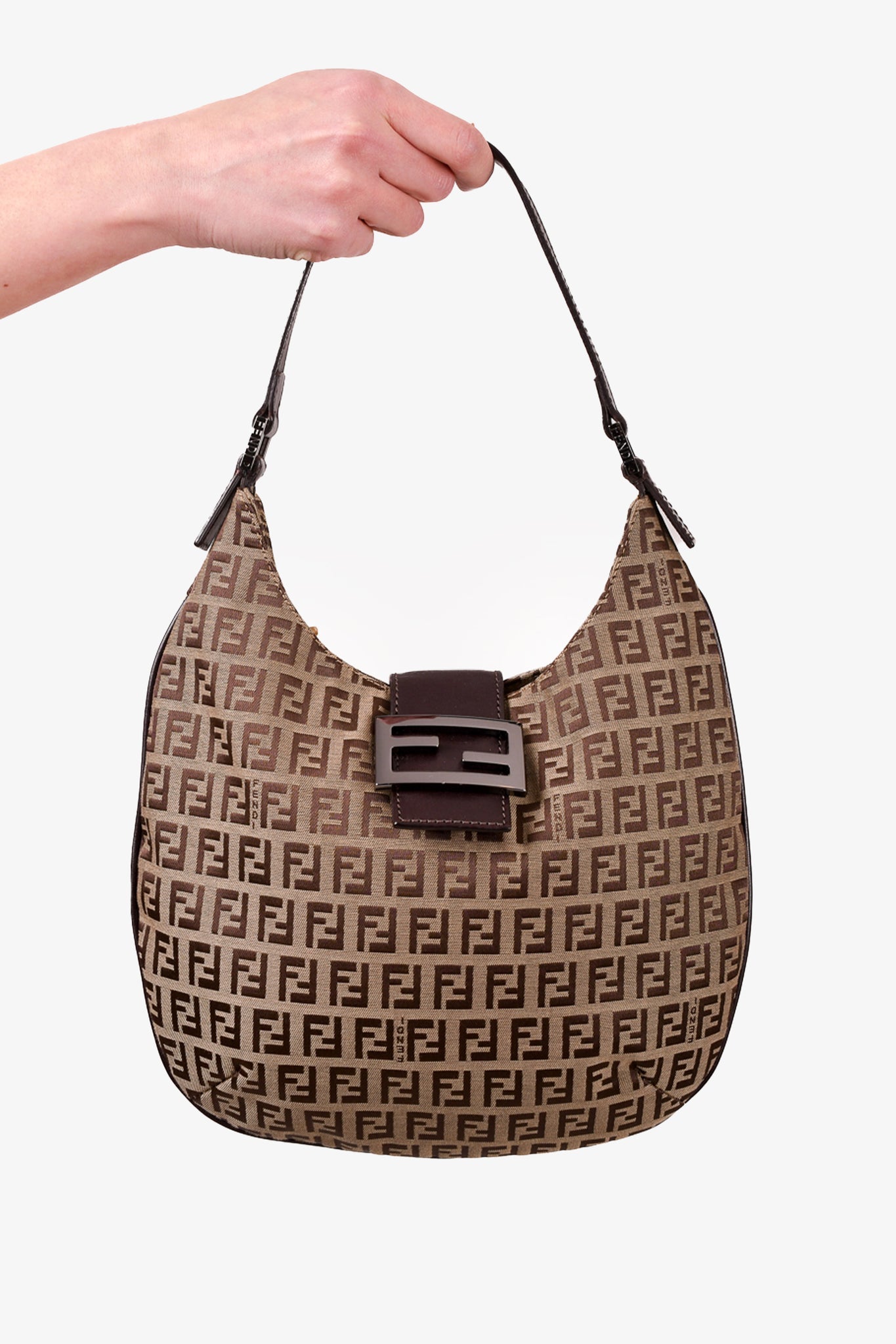 Fendi Zucca Canvas Hobo Shoulder Bag