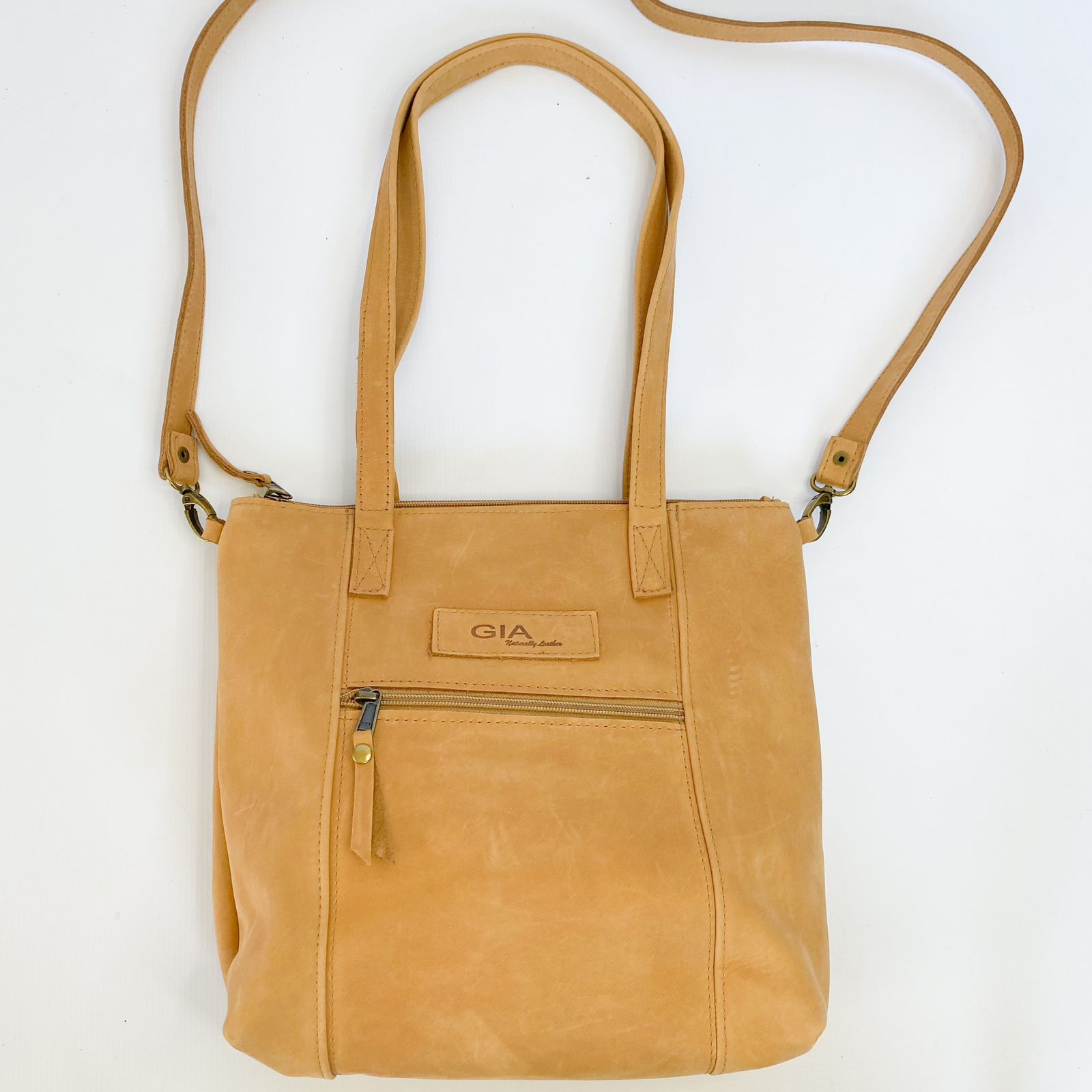 Gia leather tan tote bag