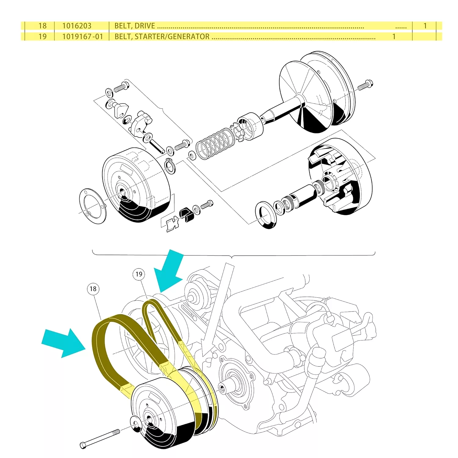 Golf Cart Clutch Drive Belt for Club Car DS 1997-up & Precedent 2004-up Gas - 10L0L