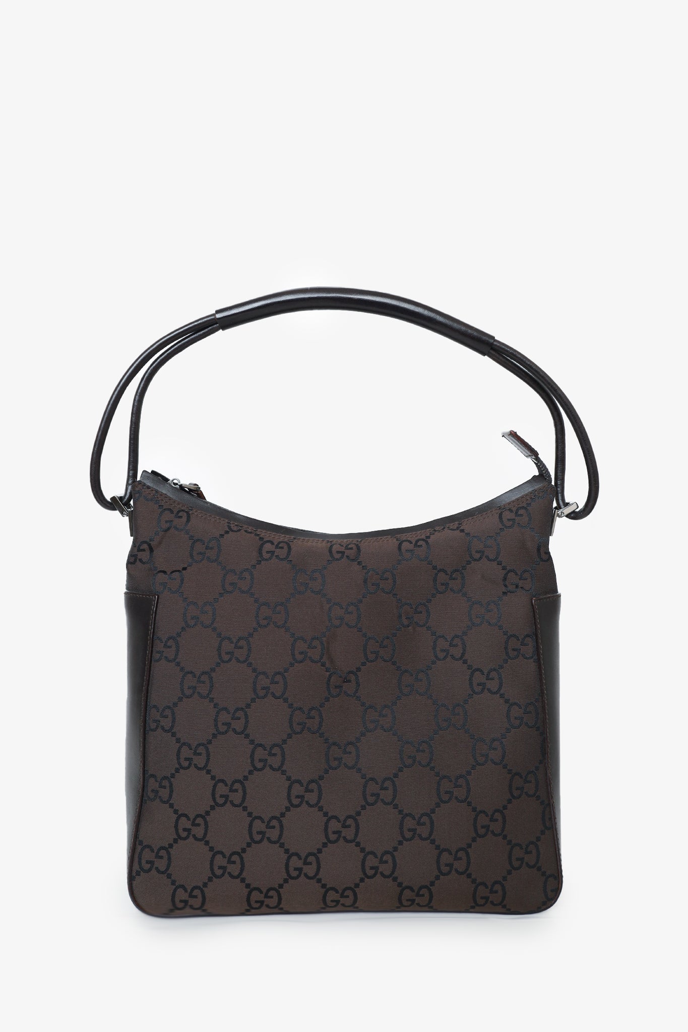 Gucci Brown Monogram Nylon/Leather Clasp Hobo Shoulder Bag