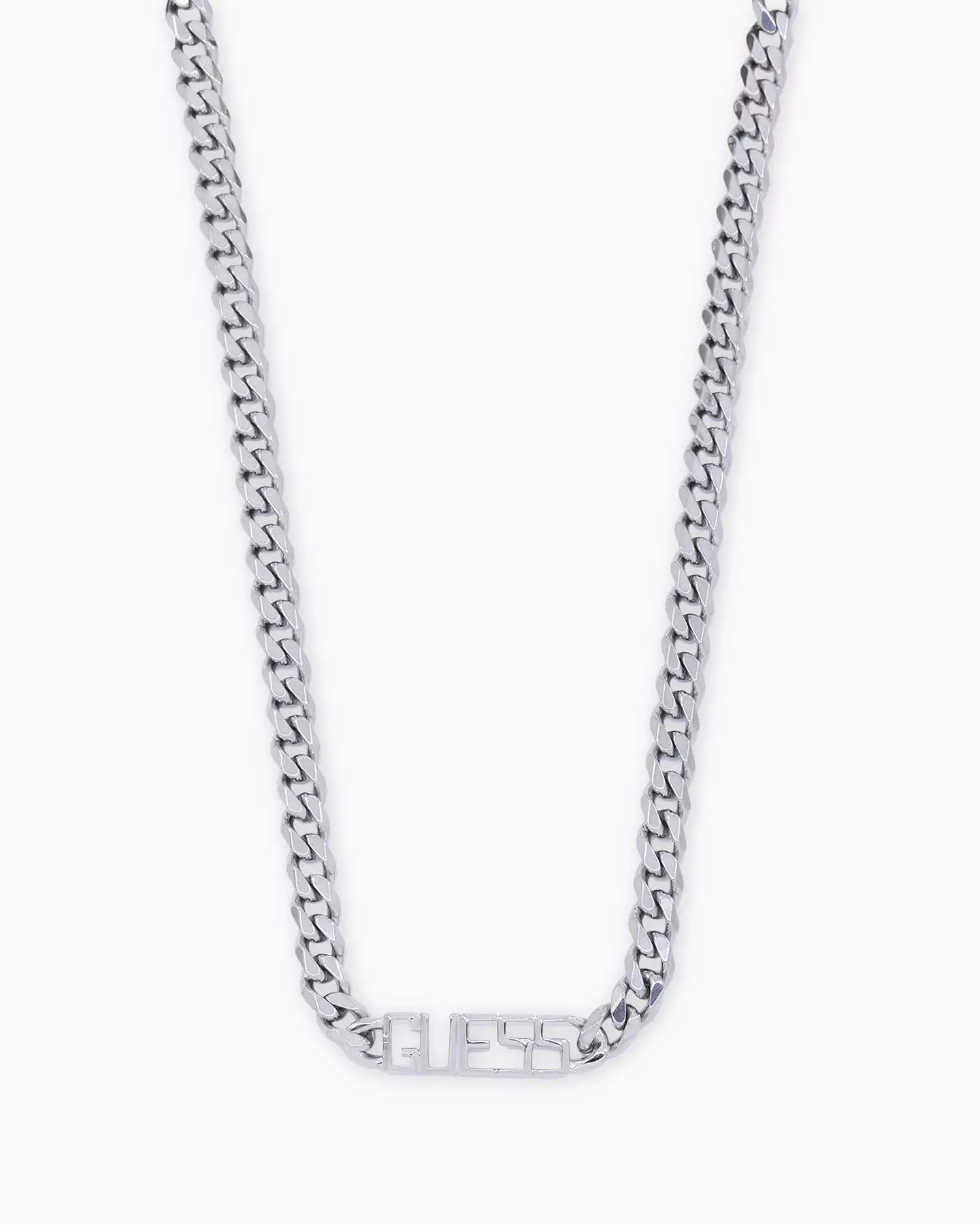 Guess Mainline Vegas 21 Guess Logo 7mm Necklace Silver