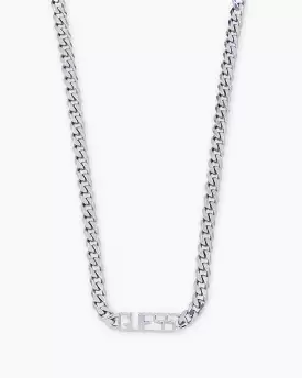 Guess Mainline Vegas 21 Guess Logo 7mm Necklace Silver