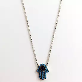 Hamsa Hand Turquoise Fine Chain Necklace