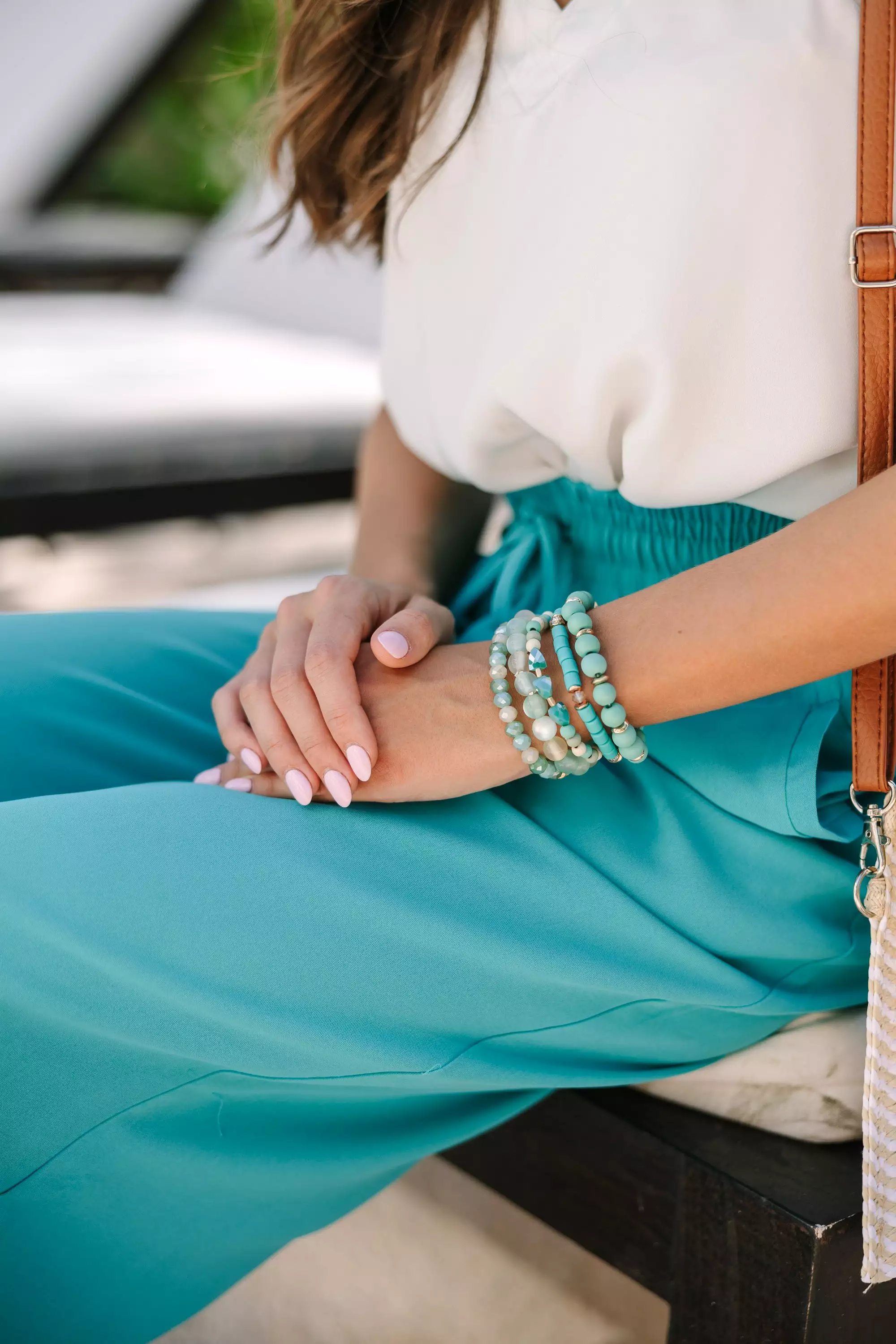 Here You Go Mint Green Beaded Bracelet Set