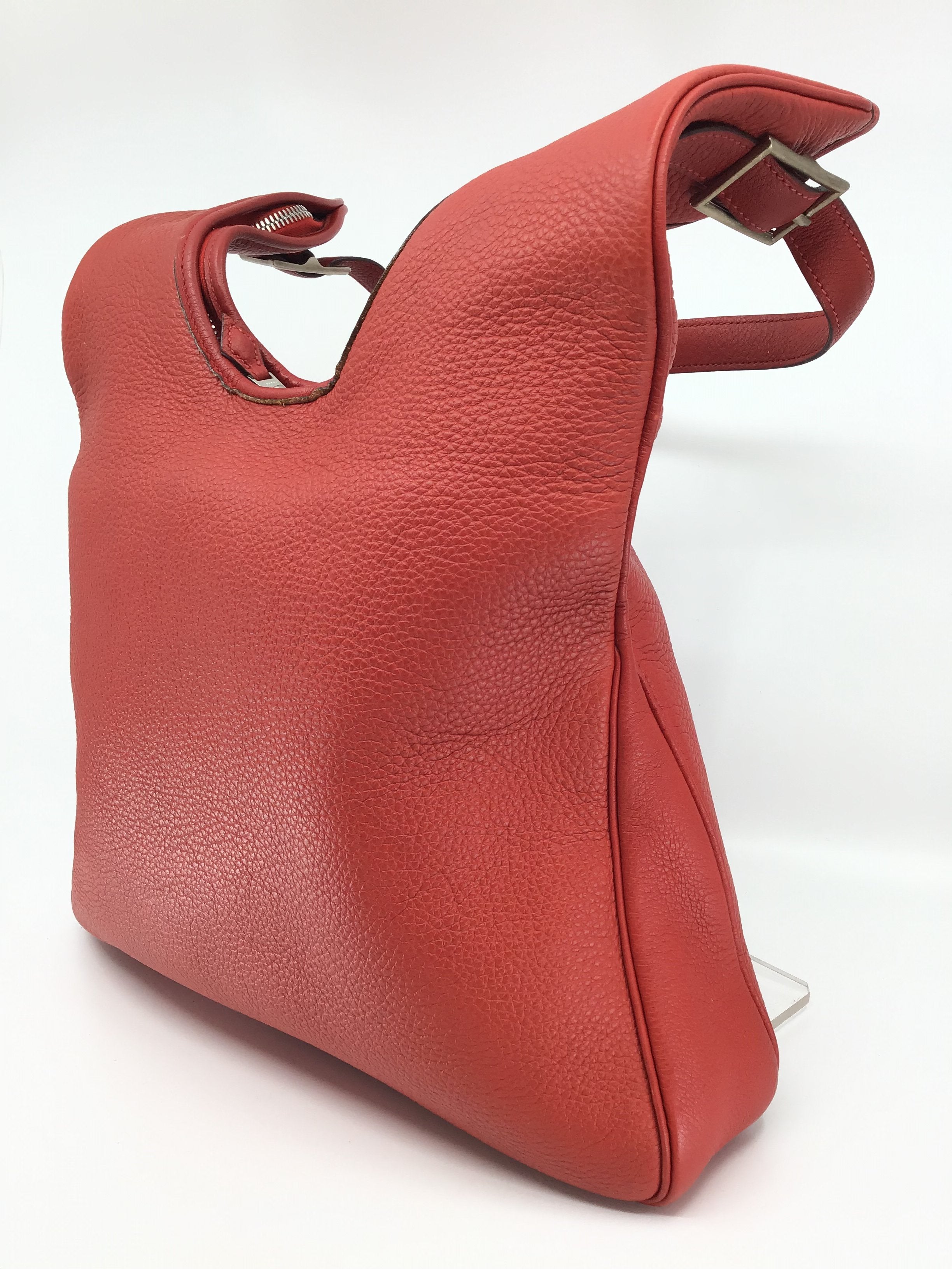 Hermes Massai Pm Red Taurillon Clemence Leather Hobo Bag