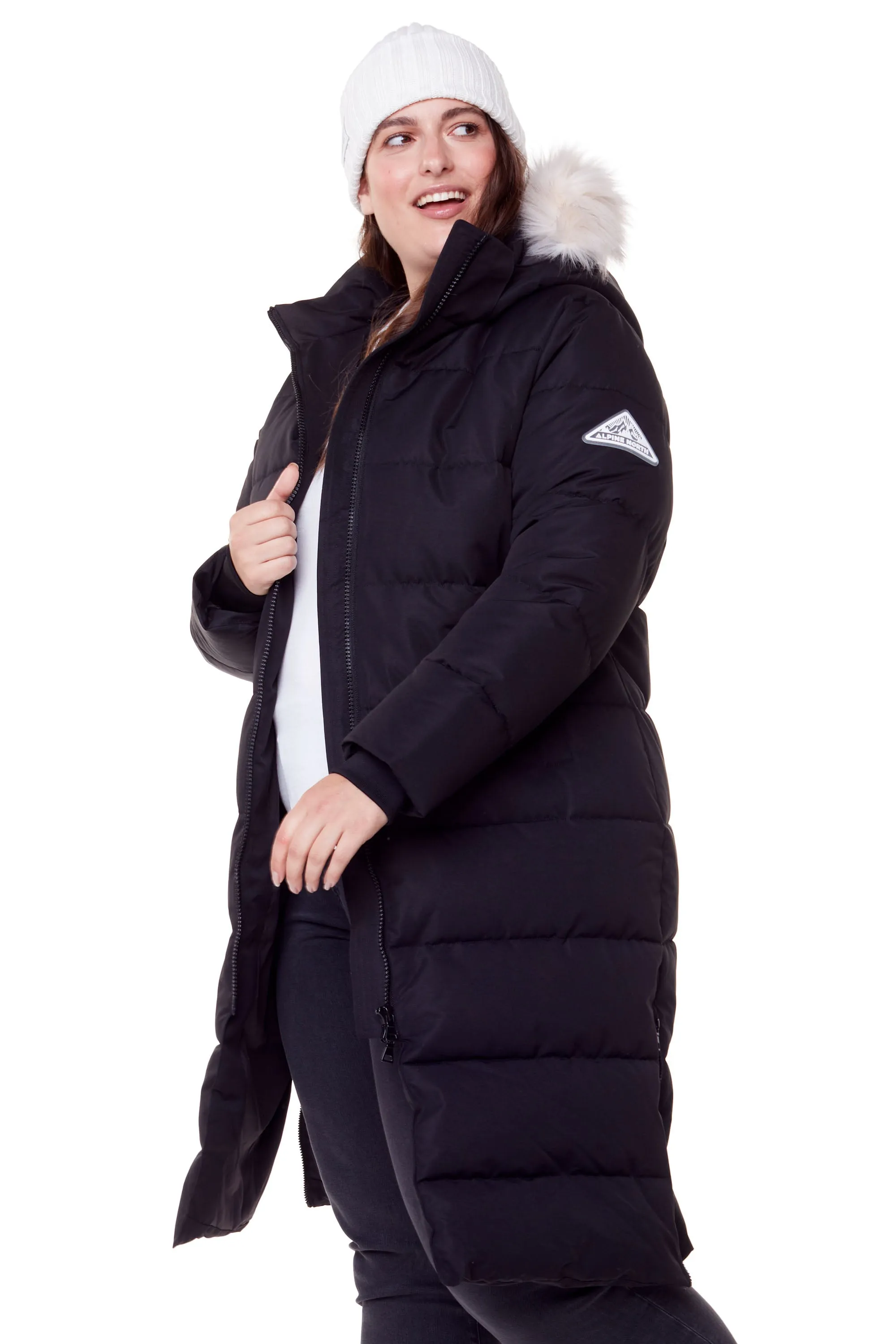 KLUANE PLUS | WOMEN'S VEGAN DOWN (RECYCLED) ULTRA LONG LENGTH PARKA, BLACK (PLUS SIZE)