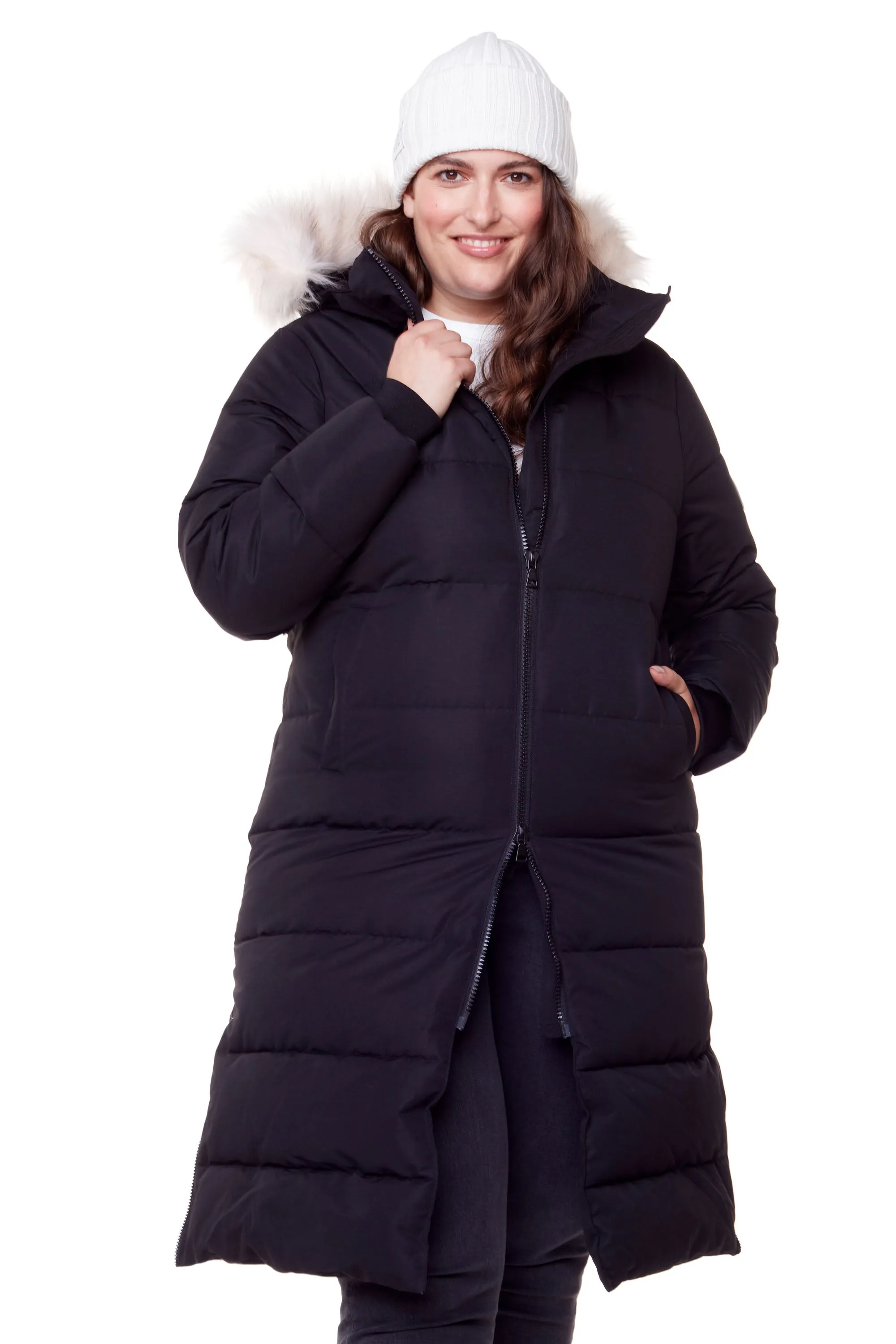 KLUANE PLUS | WOMEN'S VEGAN DOWN (RECYCLED) ULTRA LONG LENGTH PARKA, BLACK (PLUS SIZE)