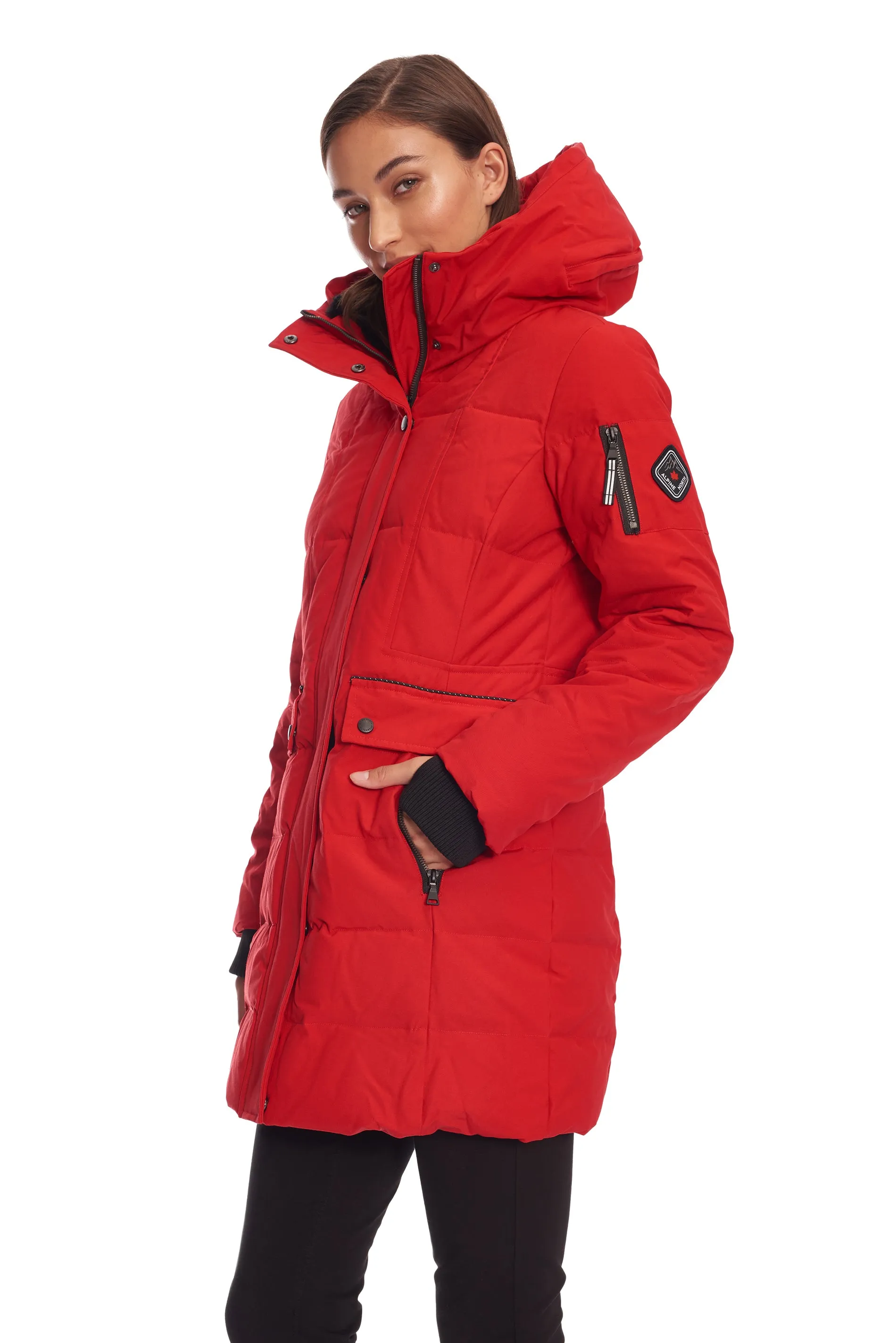 KOOTNEY | WOMEN'S VEGAN DOWN (RECYCLED) MID-LENGTH PARKA, CRIMSON