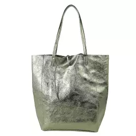 Maison Fanli - Leather Tote - Metallic Khaki