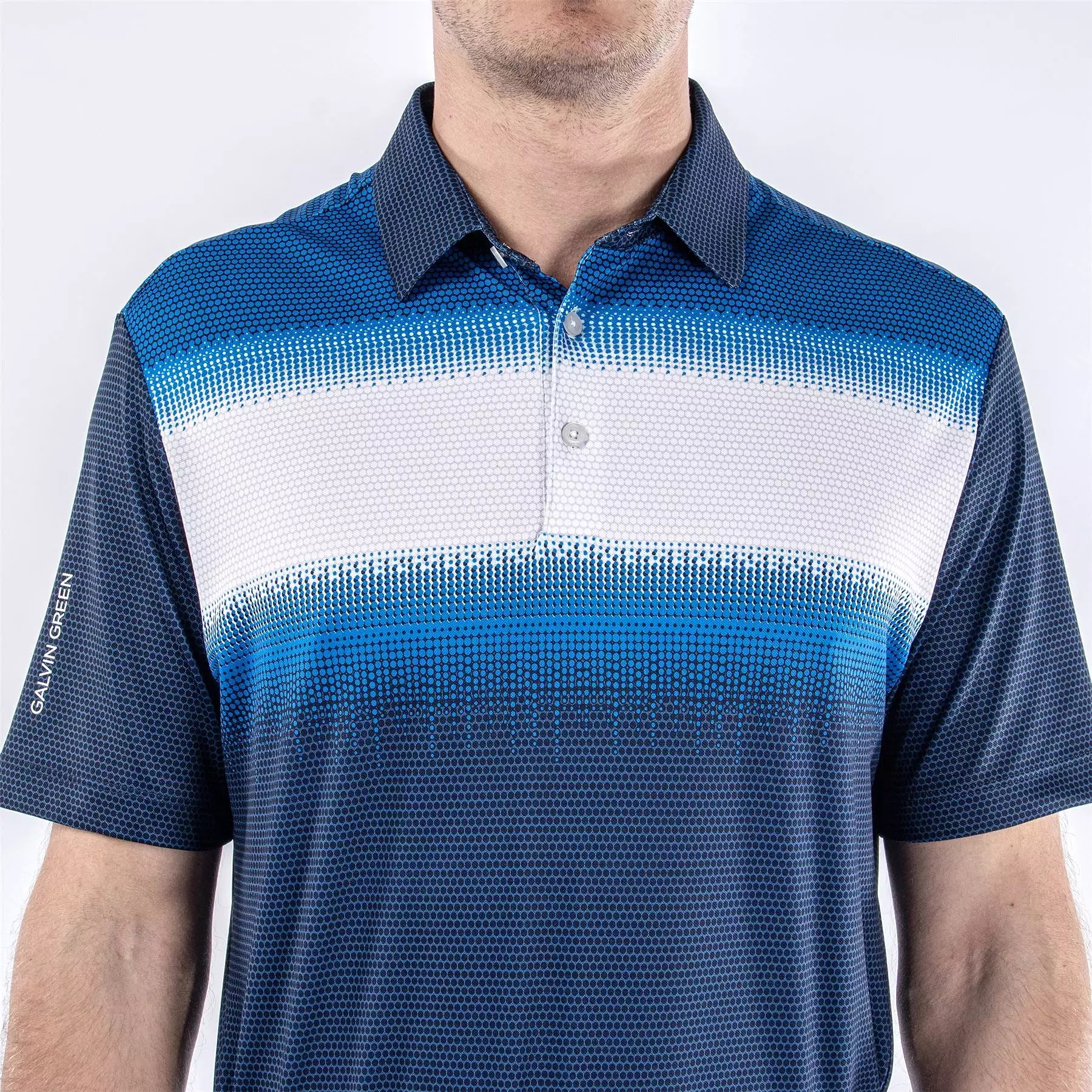 Mo Ventil8+ Stretch Regular Fit Polo Navy/White/Blue - AW23