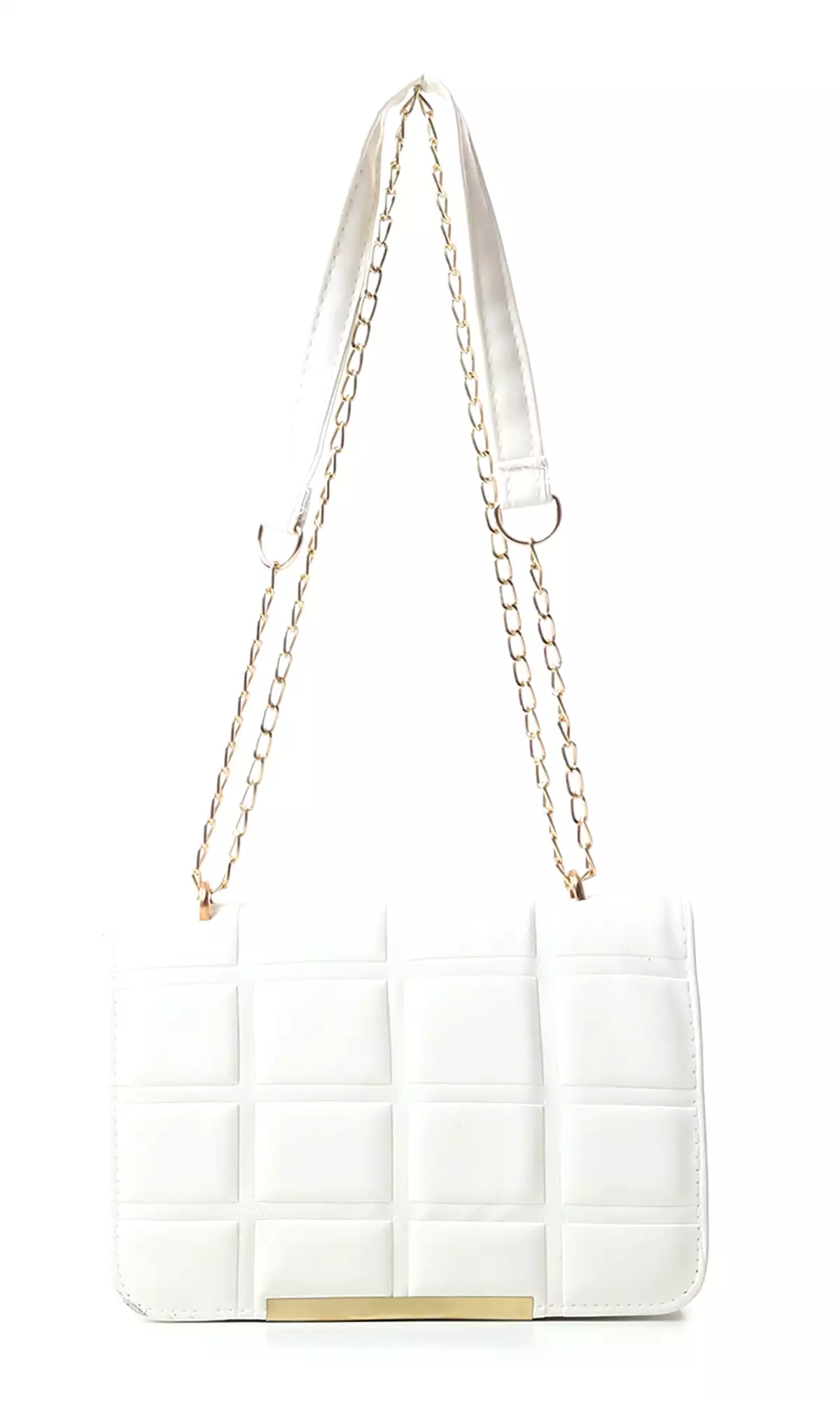 O181970 Blocks Cross-Body Bag With Chain Handle - White