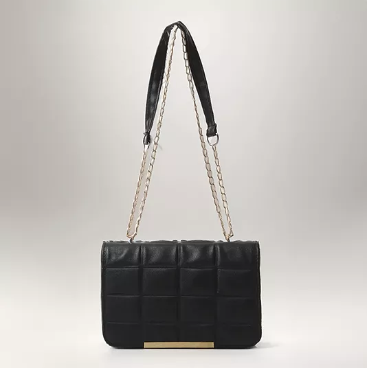 O181971 Blocks Cross-Body Bag With Chain Handle - Black