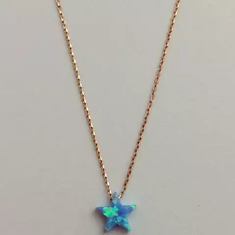 Opal Star Fine Chain Rose Gold Plated Necklace