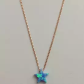 Opal Star Fine Chain Rose Gold Plated Necklace