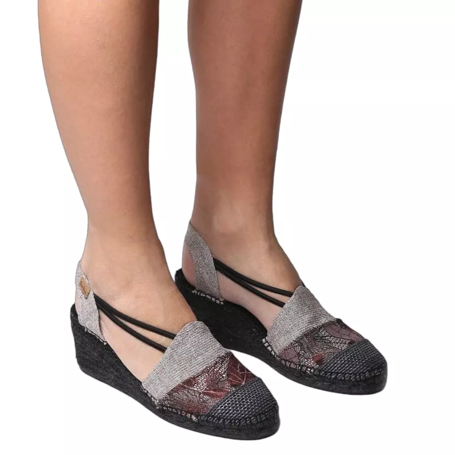 Patchwork Cotton Blend Wedge Espadrille for Women - Tours-PW