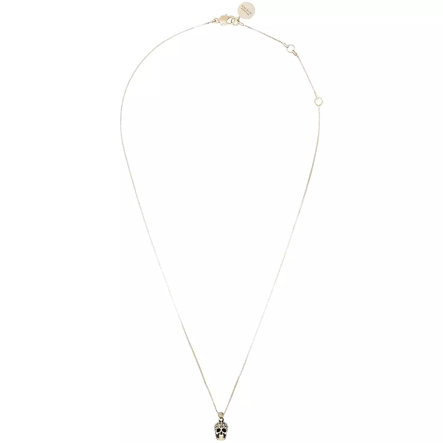 Pave Mini Skull Necklace, Gold