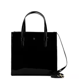 Phoebe Tote Bag In Black Vegan Patent Leather