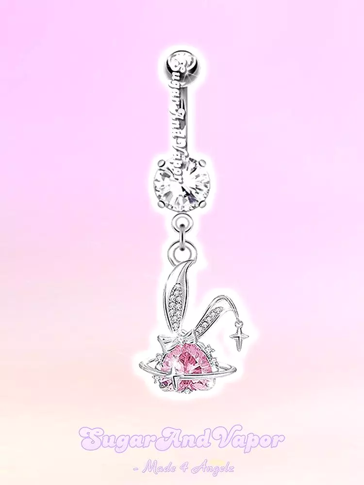 Pink Bunni Bling Gem Belly Ring