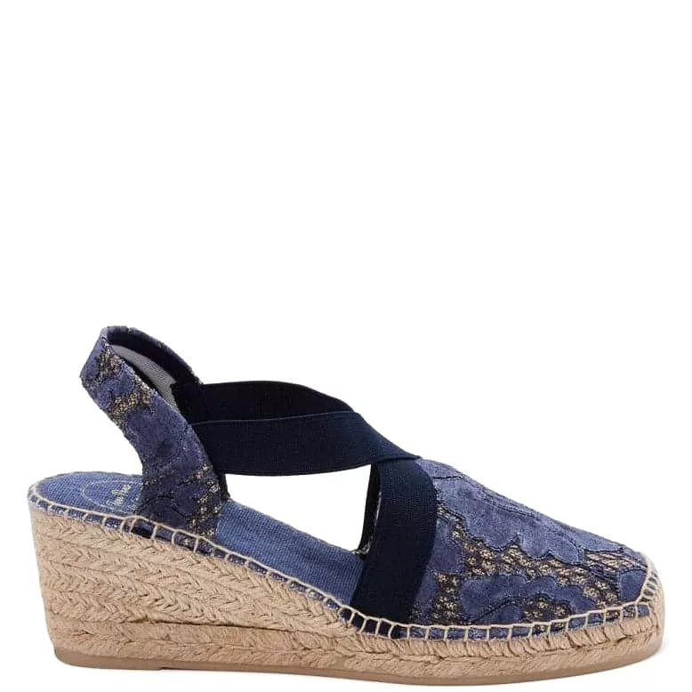 plain Cotton Blend Wedge Espadrille for Women - Terra-JA