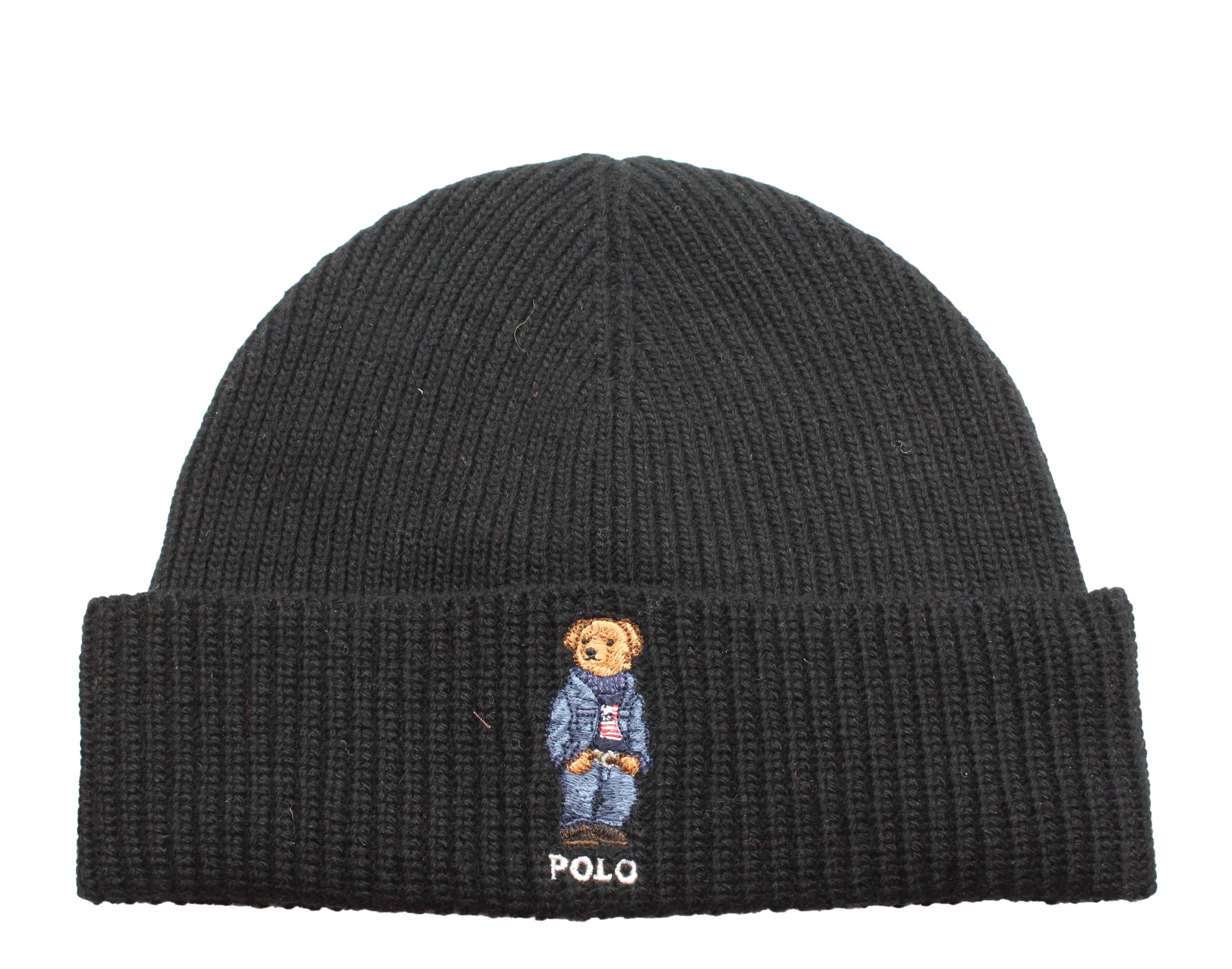 Polo Ralph Lauren Polo Bear Jean Jacket Sweater Knit Cuffed Hat