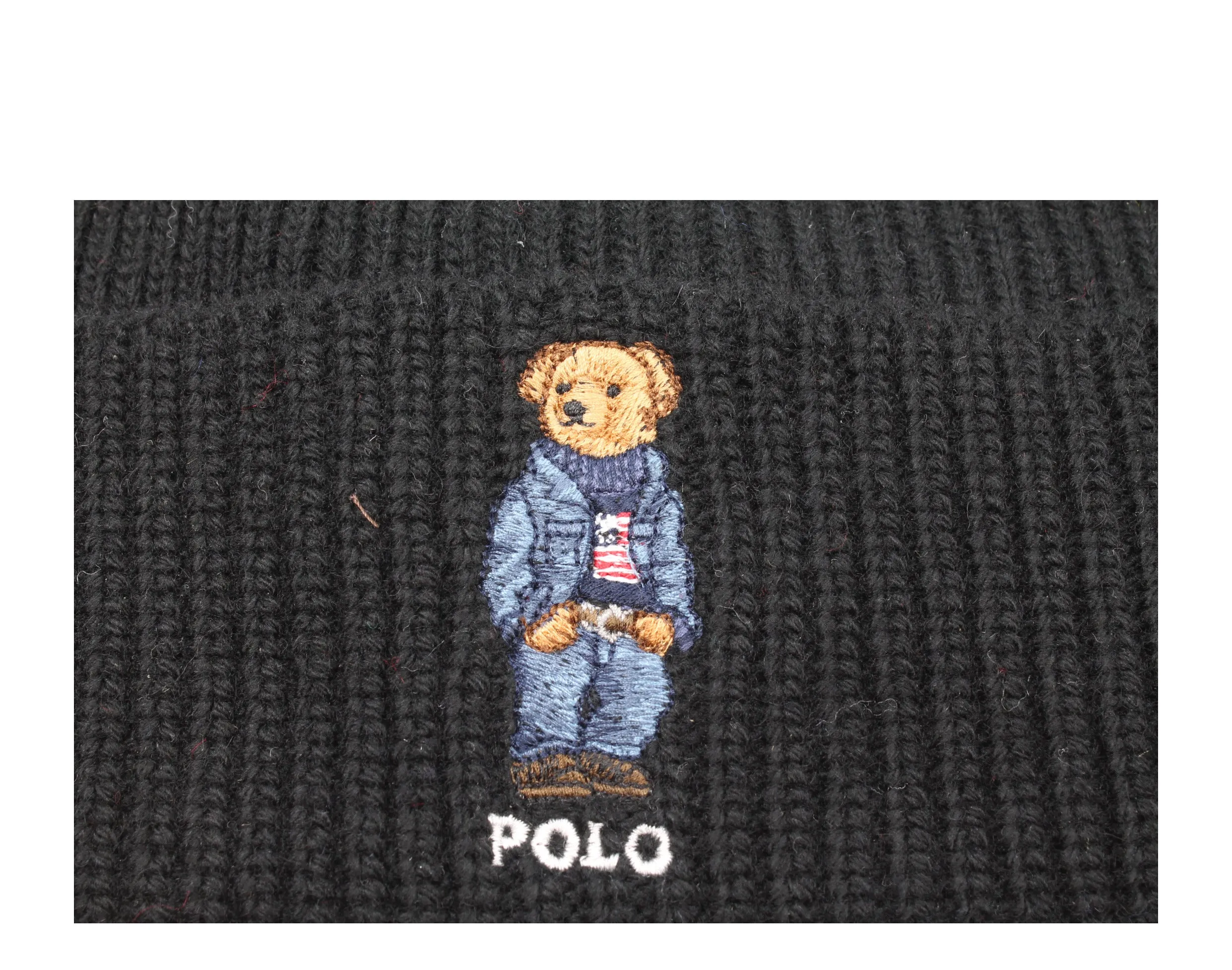 Polo Ralph Lauren Polo Bear Jean Jacket Sweater Knit Cuffed Hat